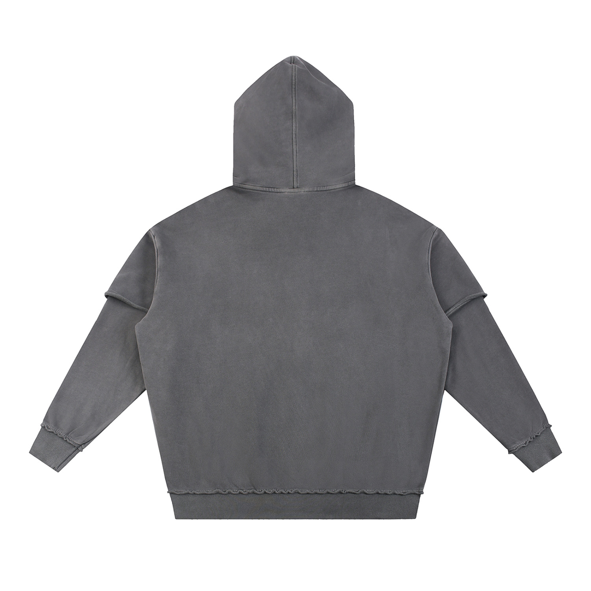 INSAYNE Snow Washed Raw Edge Double Layered Hoodie